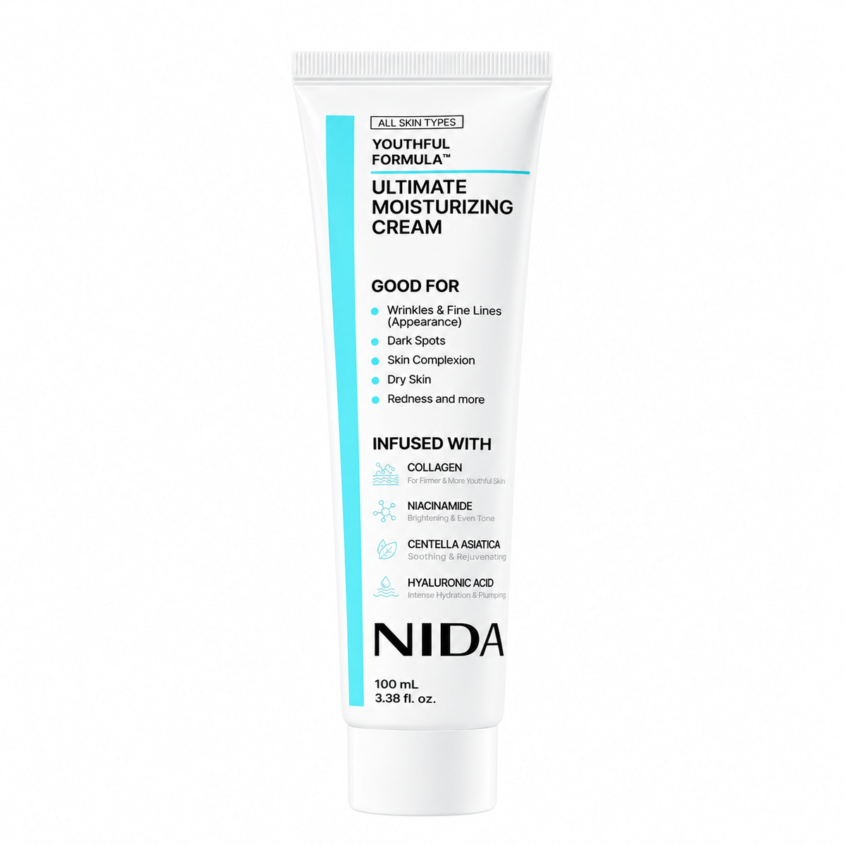 NIDA Youthful Formula™ Ultimate Moisturizing Cream 100 ml on a clean pure white background