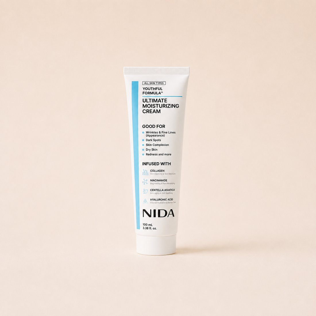 NIDA Youthful Formula Ultimate Moisturizing Cream — koreański krem nawilżający z kolagenem i niacynamidem 100 ml