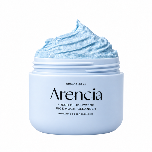 Arencia Fresh Blue Hyssop Rice Mochi Cleanser na czystym białym tle
