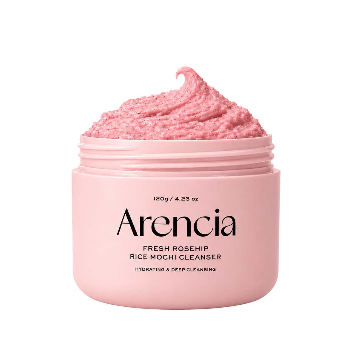 Arencia Fresh Rosehip Rice Mochi – pasta oczyszczająca on a pure white #FFFFFF background