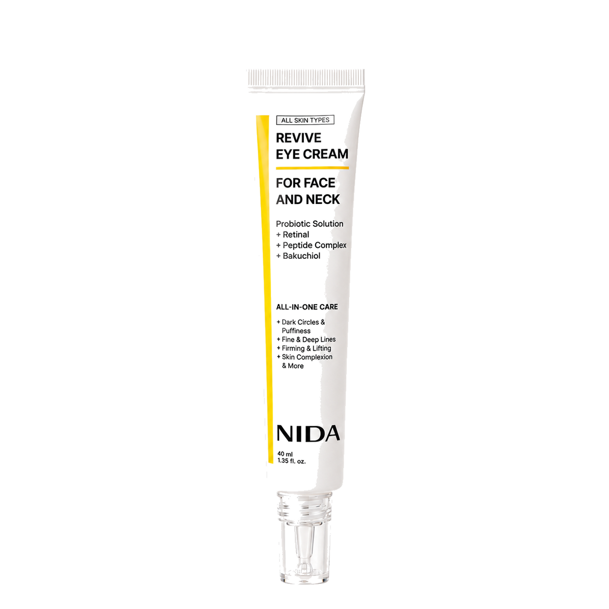 NIDA Revive Eye Cream 40 ml on a pure white #FFFFFF background