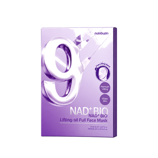 Numbuzin No.9 NAD Bio-Lifting Full Face Mask – maska liftingująca on a pure white #FFFFFF background