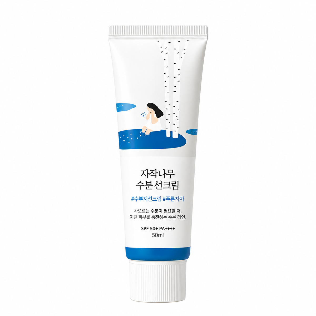 ROUND LAB Birch Juice Moisturizing Sunscreen SPF50 na czystym białym tle