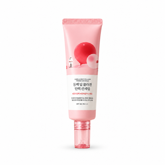 ROUND LAB Camellia Deep Collagen Firming Sun Serum on a clean white background